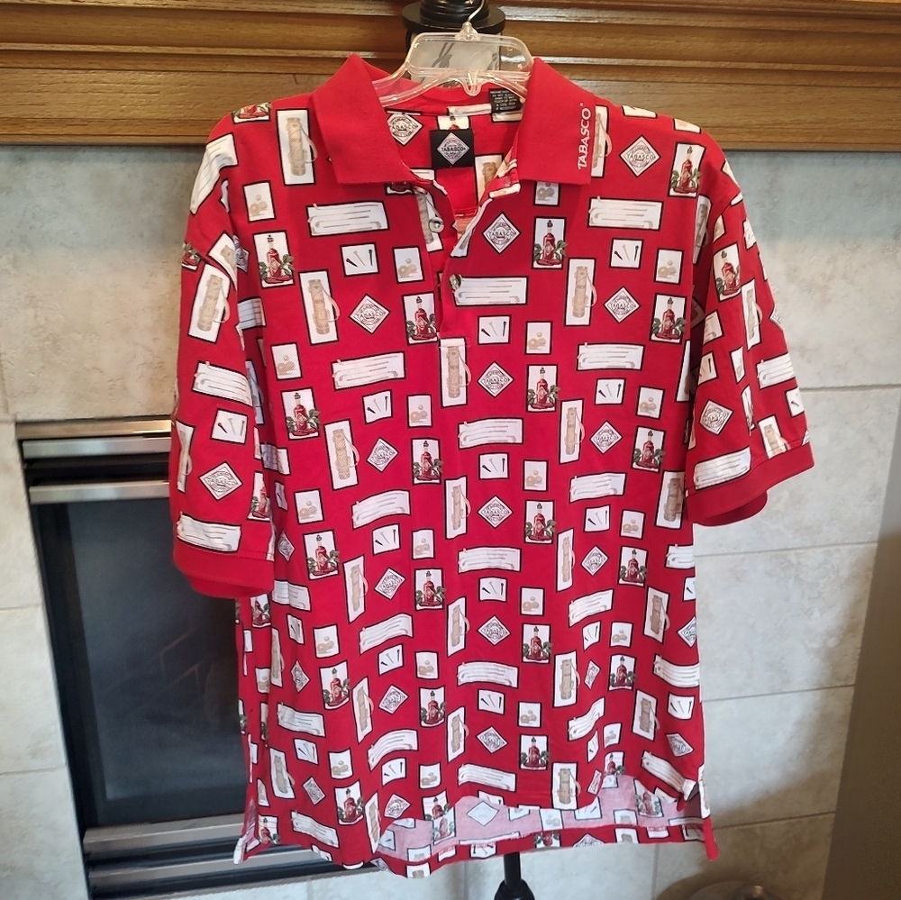 Tabasco L Golf Polo Shirt Embroidered Sportswear W/ Golf Bags Clubs